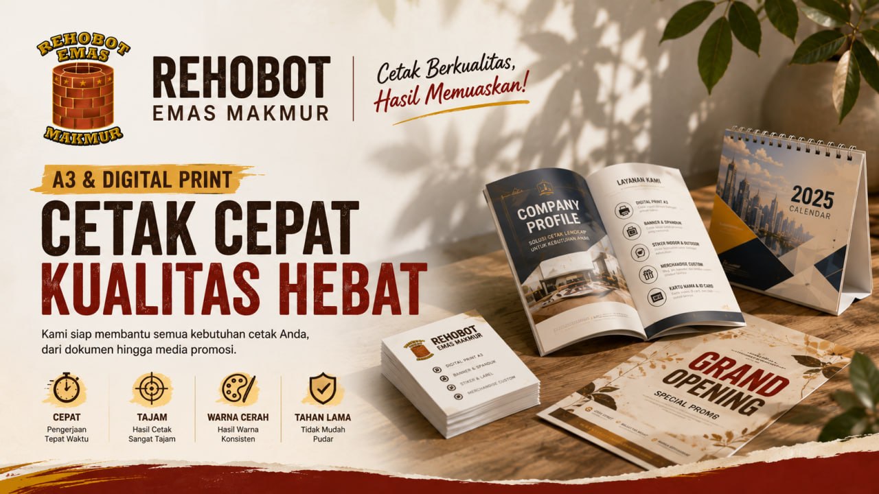 Banner premium Rehobot Emas Makmur A3 dan digital print